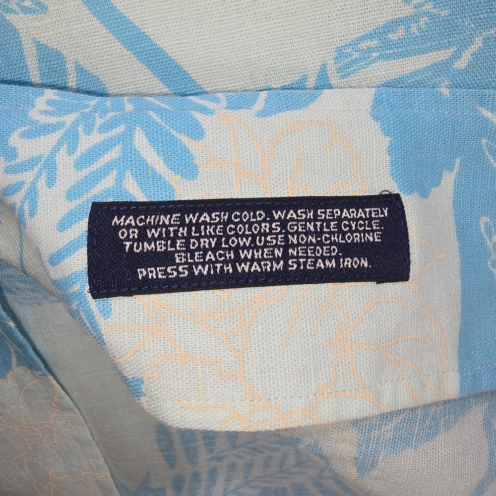 Daniel Cremieux Collection Mens XL Linen Cotton Tropical Floral Shirt Blue L/S - Picture 4 of 8
